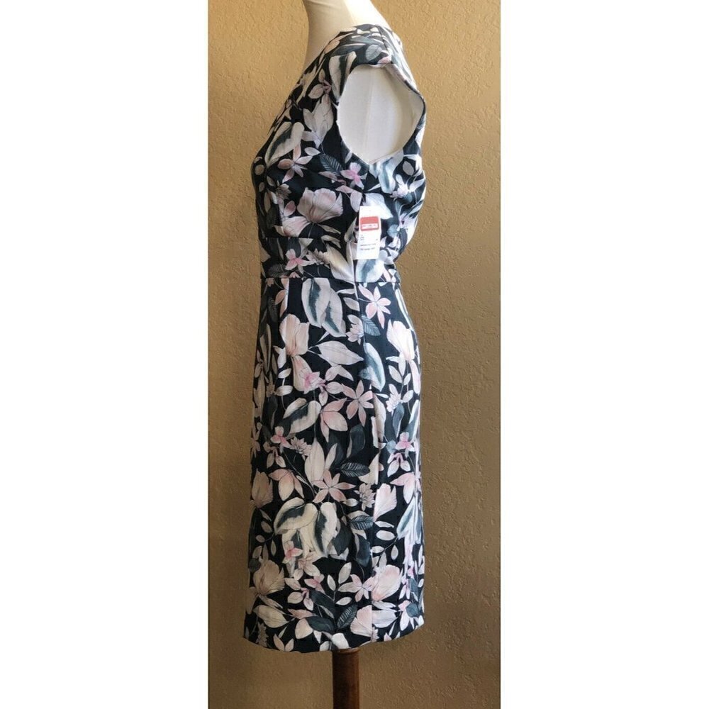 Alexia Admor Womens Green Floral Printed V-Neck Sheath Dress Size M $179 - Picture 9 of 11